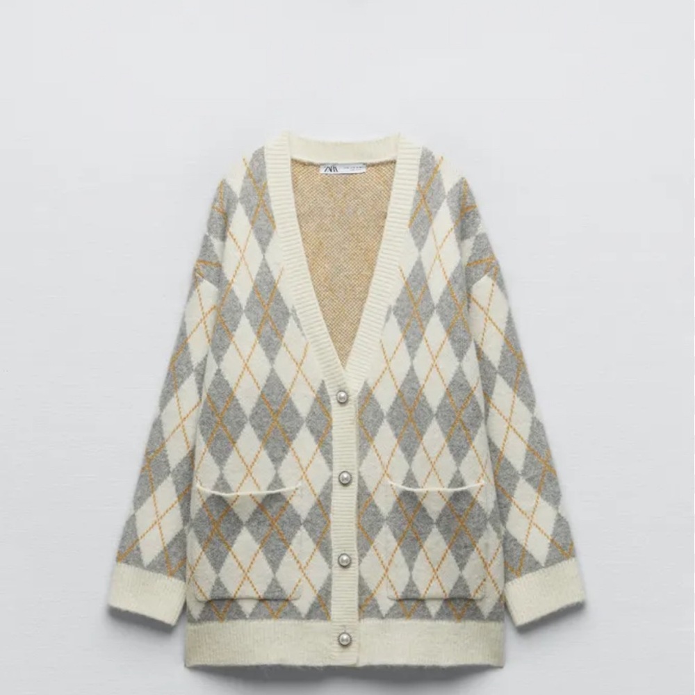 Zara oversized cardigan with pearl buttons